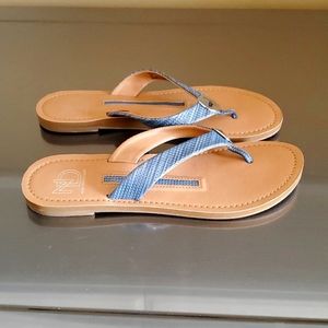 Blue sandals with silver hardware